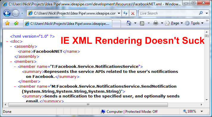 IE XML Rendering Doesn't Suck